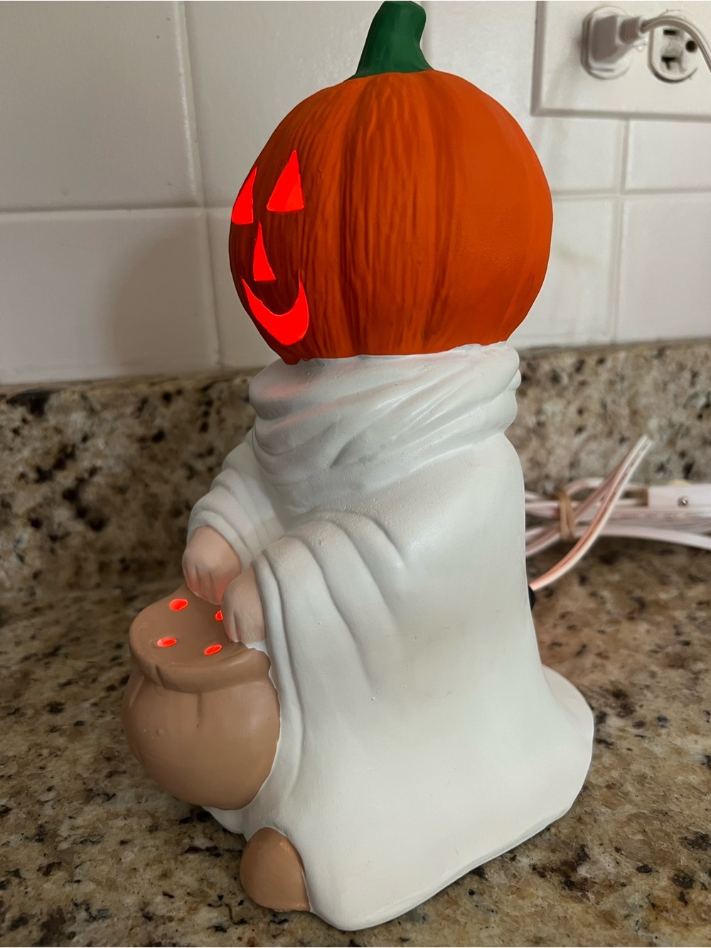 Vintage Halloween Ghost Lamp With Pumpkin Head - Picture 10 of 15
